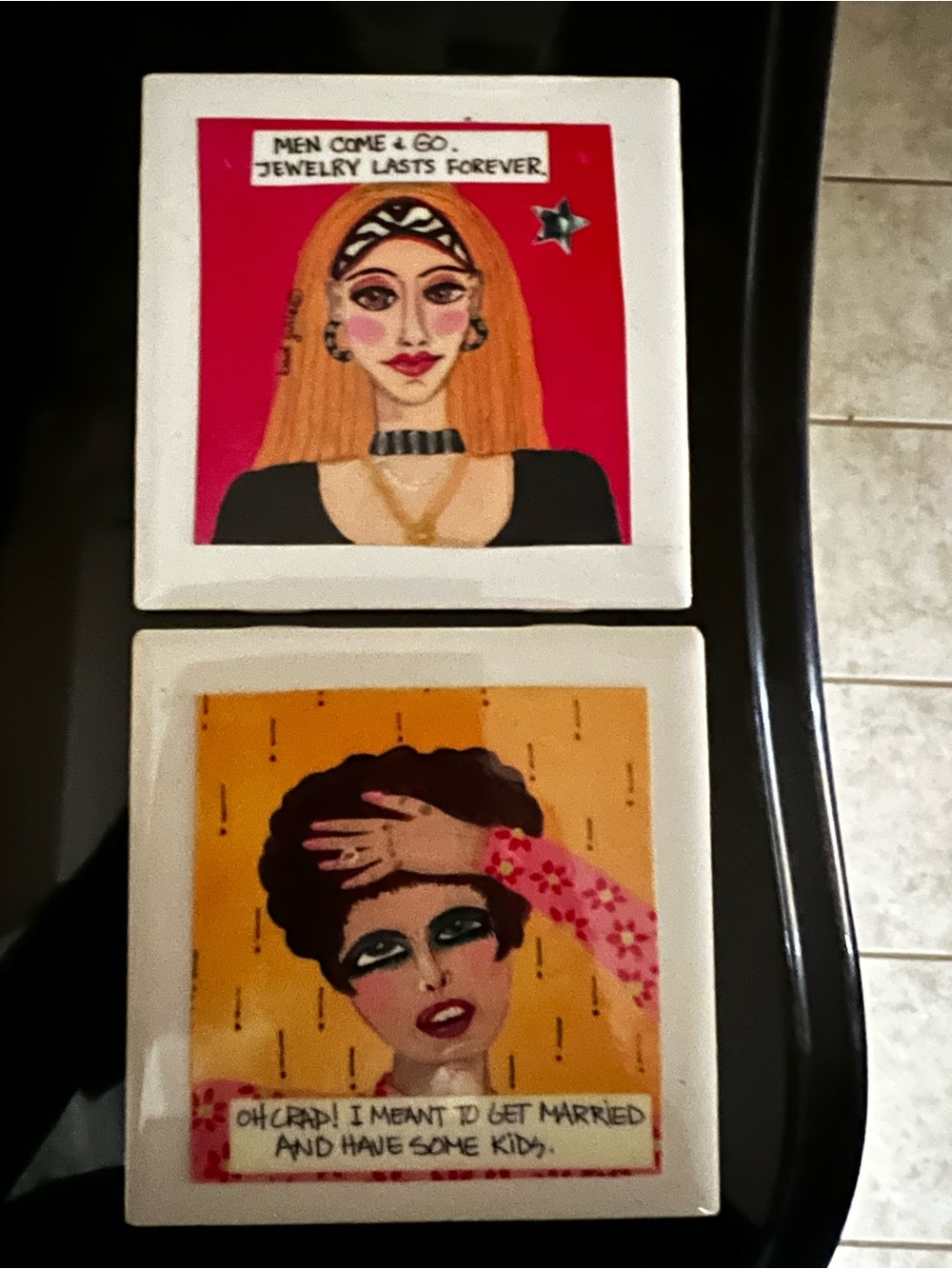 Women Makeup Art Tile Set - Pink and Orange Pop Prints